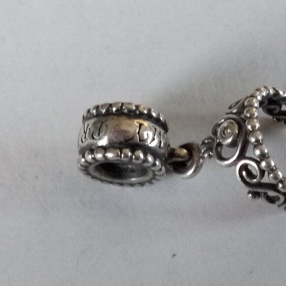 PANDORA 925 ALE CROWN MY PRINCESS CHARM STERLING SILVER TIARA HEART BEAD - Picture 3 of 5